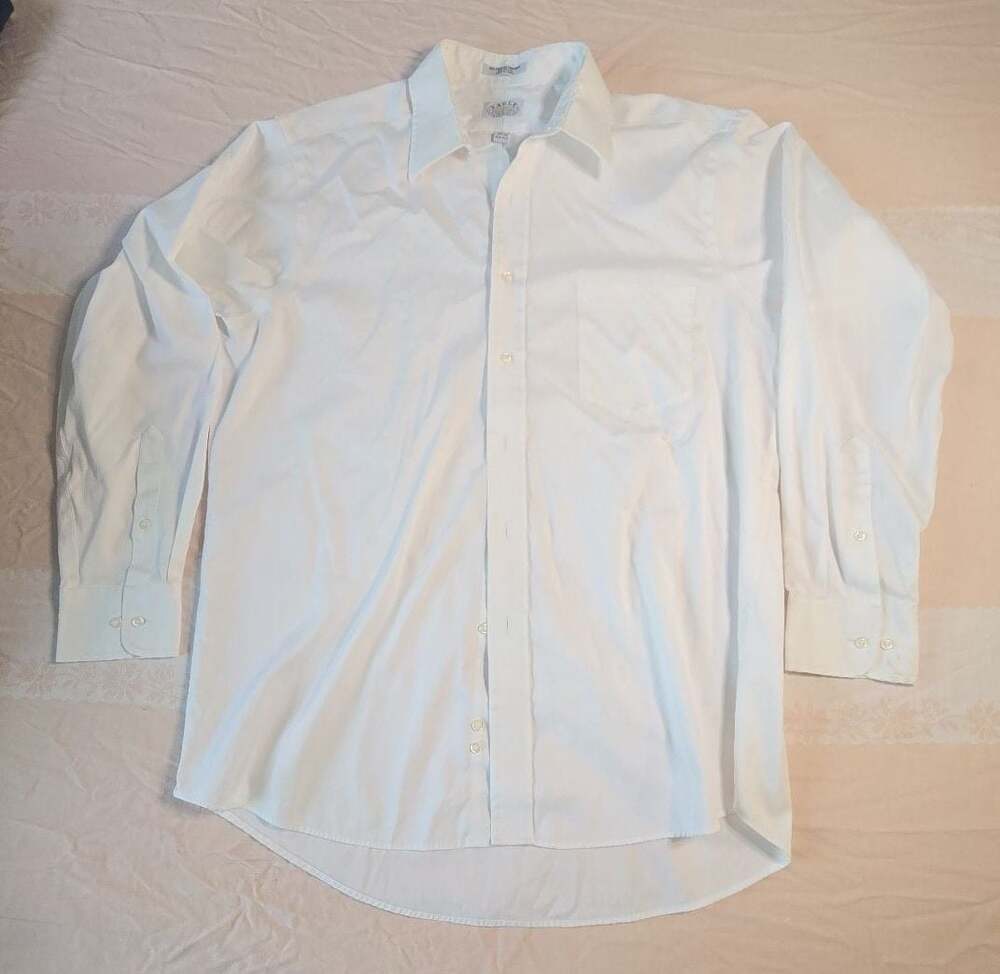 Eagle Shirtmakers Men's White Pinpoint Long Sleeve Dress Shirt 16 1/2-34/35